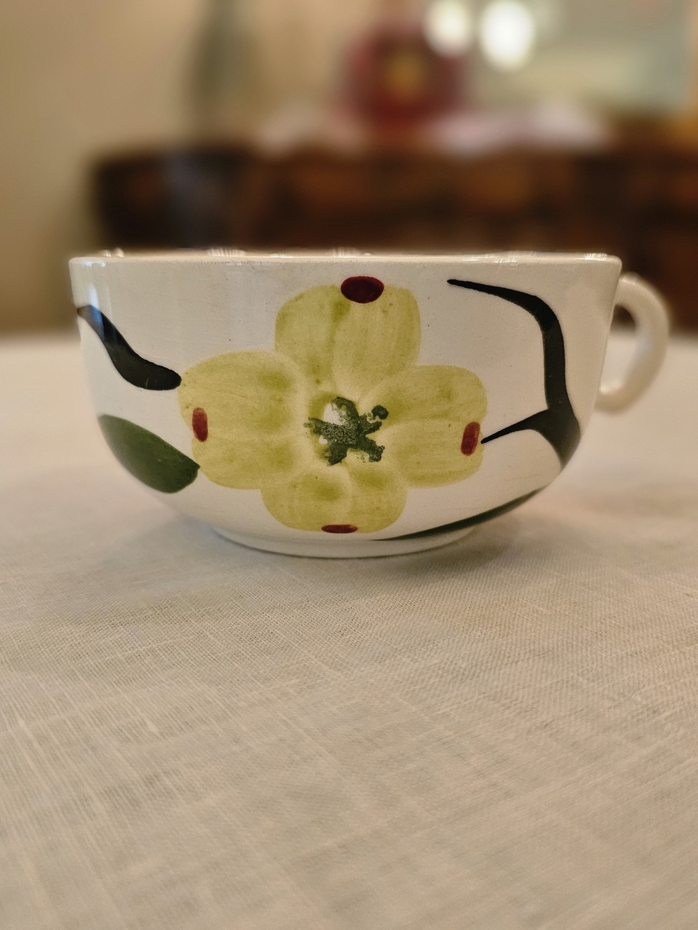 Vintage Blue Ridge Southern Pottery Dixie Dogwood Flat Teacup Coffe Cup
